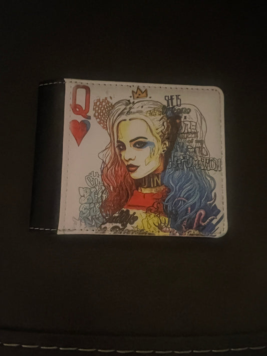 Harley Queen Of Hearts Faux L at her Wallet