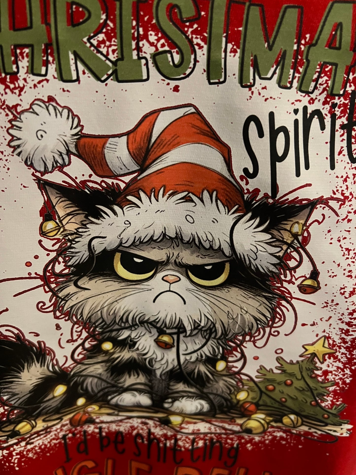 Angry Cat Christmas Spirit Tshirt