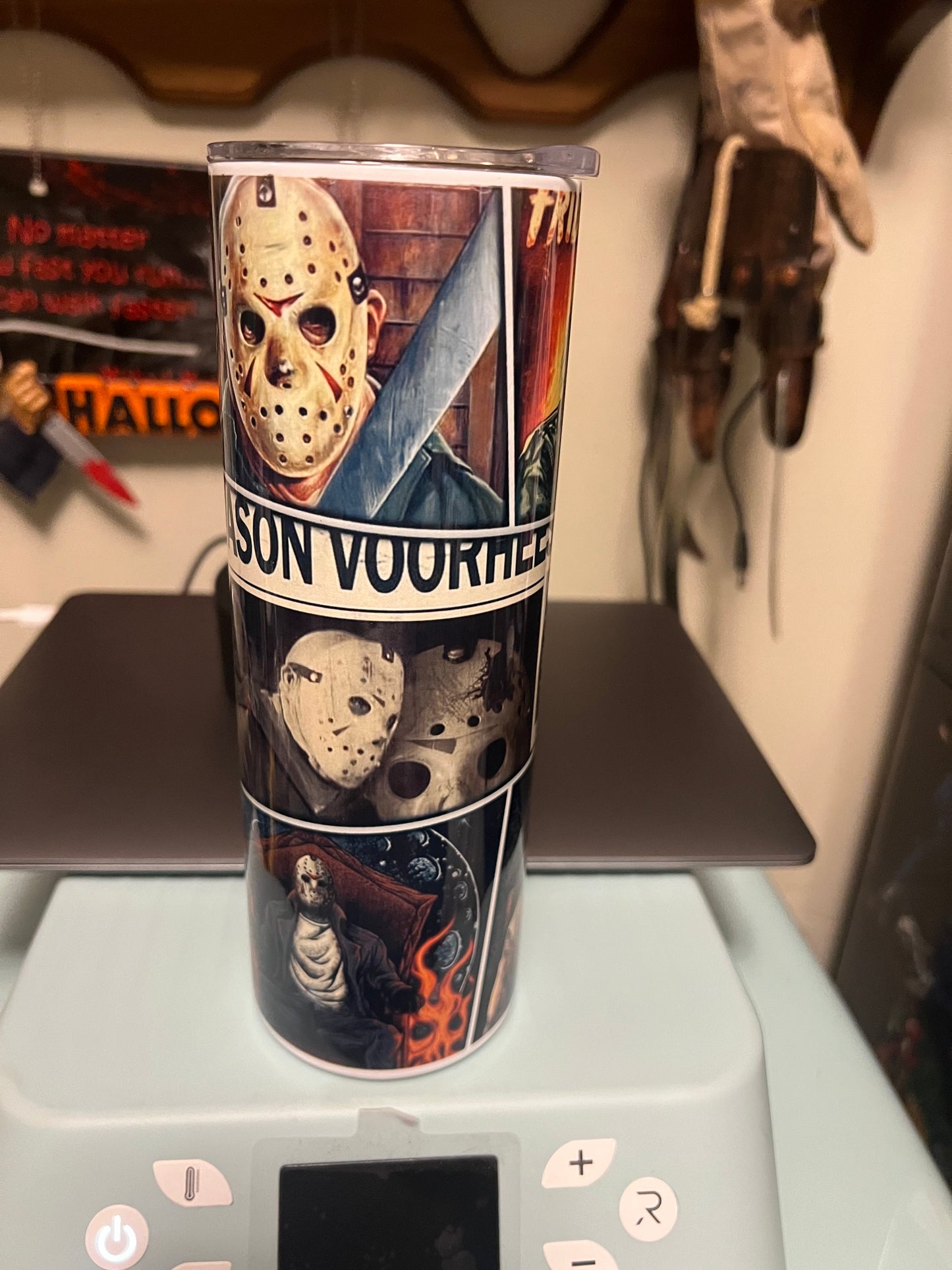 Friday The 13th Faces Of Jason tumbler